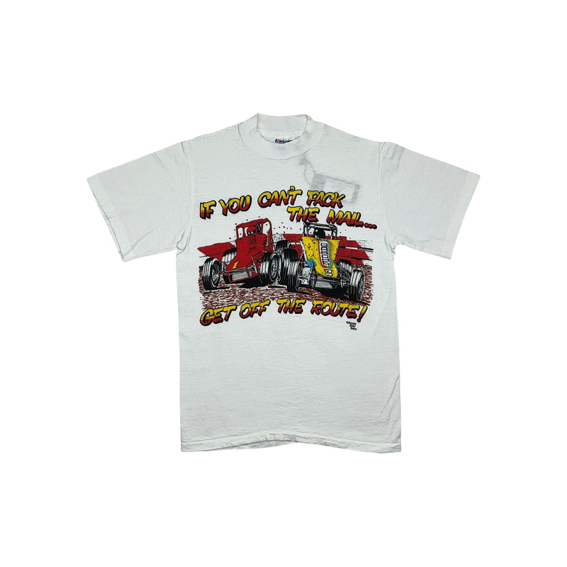 (80s) Sprint Car Dirt Track Mail Racing Pun White T-Shirt m