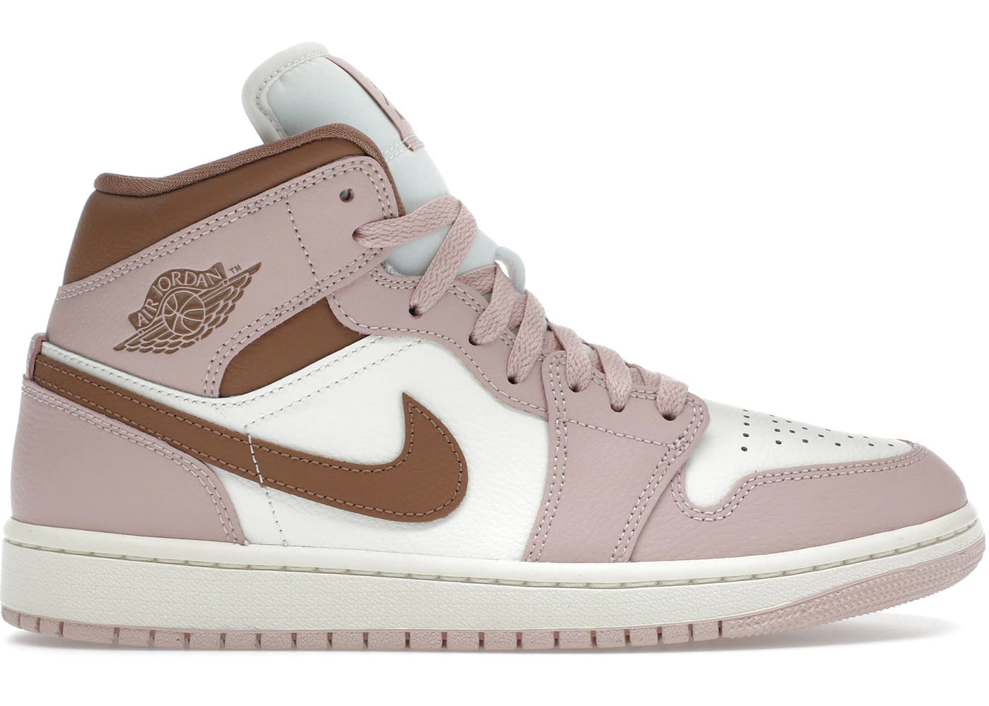 623937 Jordan 1 Mid Pink Oxford Brown (Women's)