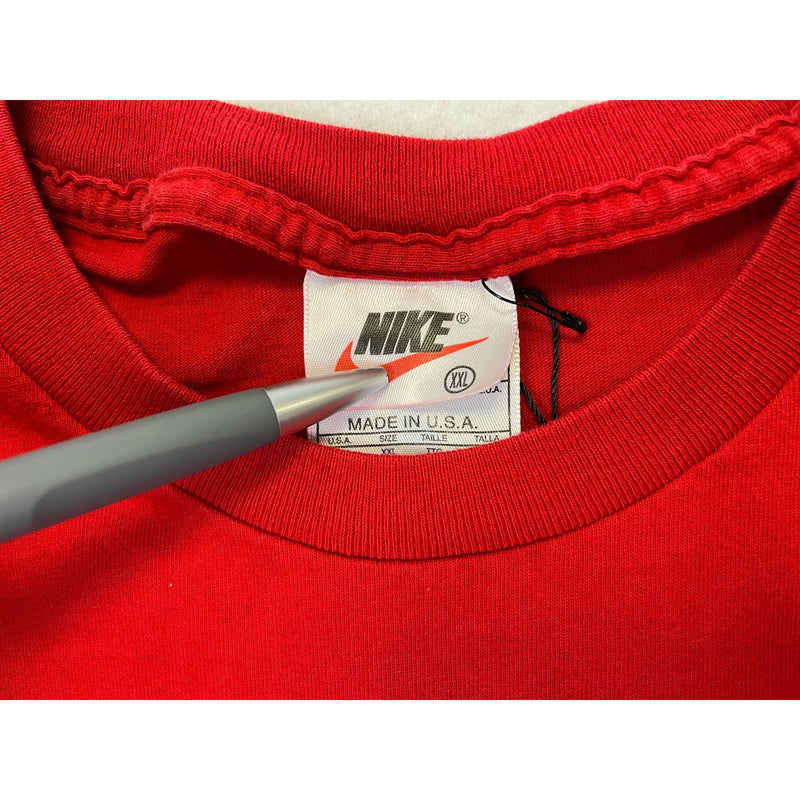 (90s) Nike Essential Swoosh Made in USA Red T-Shirt