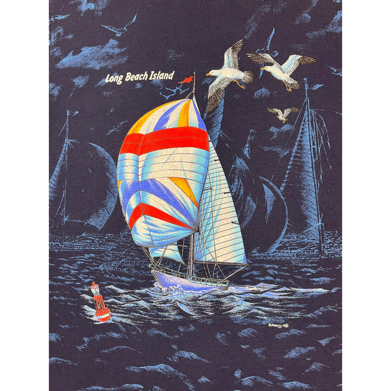 (90s) Long Beach Island Sailboat & Seagle All Over Print T-Shirt