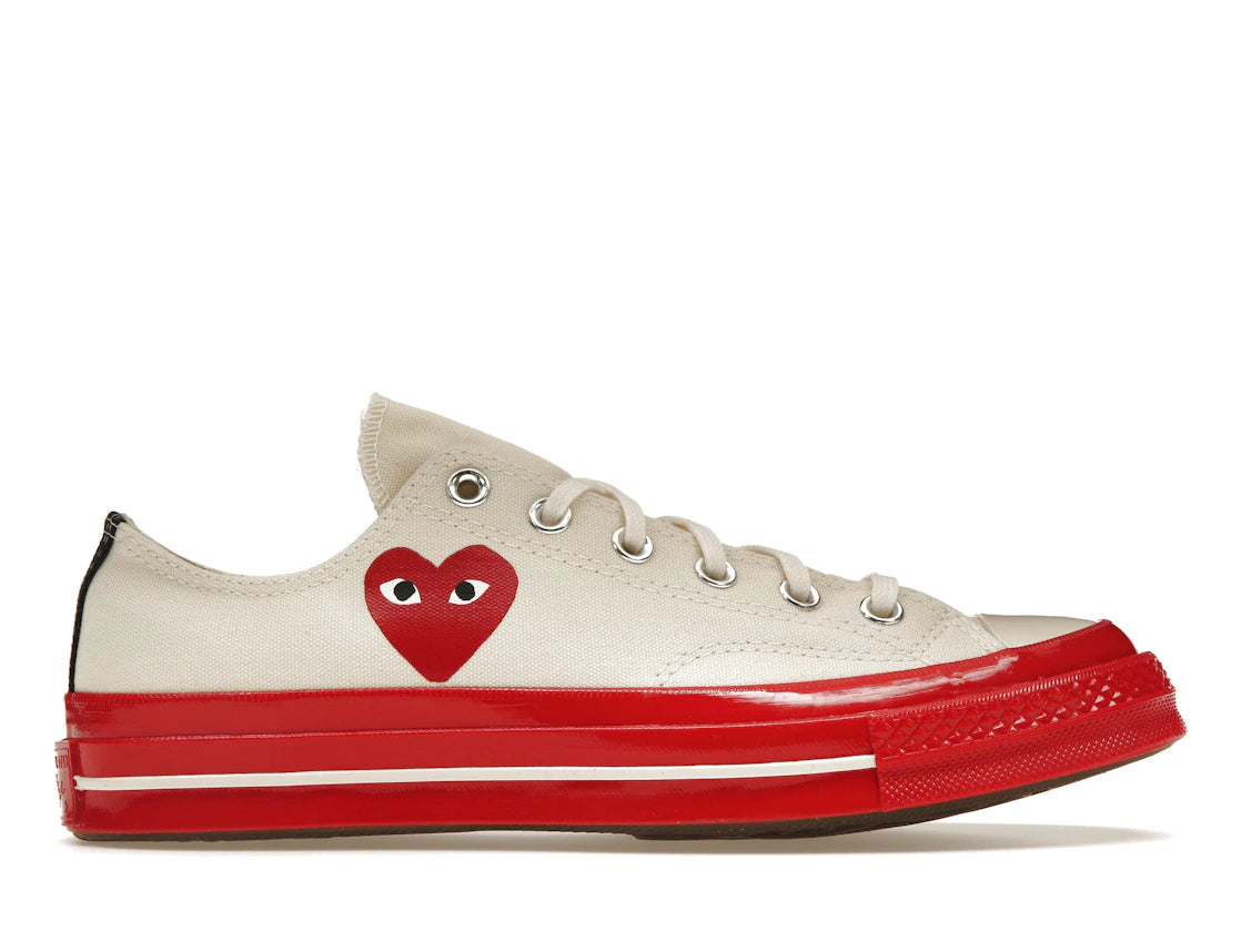 588836 Comme des Garcons PLAY Converse Chuck Taylor All Star 70 Ox White Egret Red Midsole