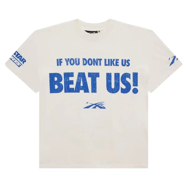 Hellstar Beat Us! T-Shirt 'White/Blue'