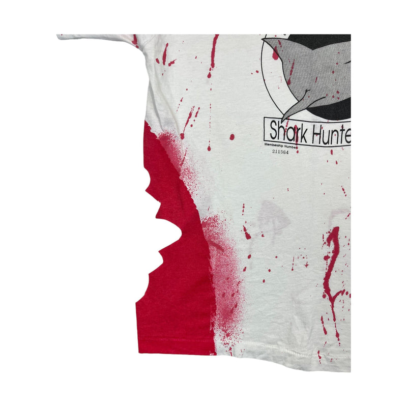 (90s) Lake George Shark Hunters Club Blood Splatter T-Shirt