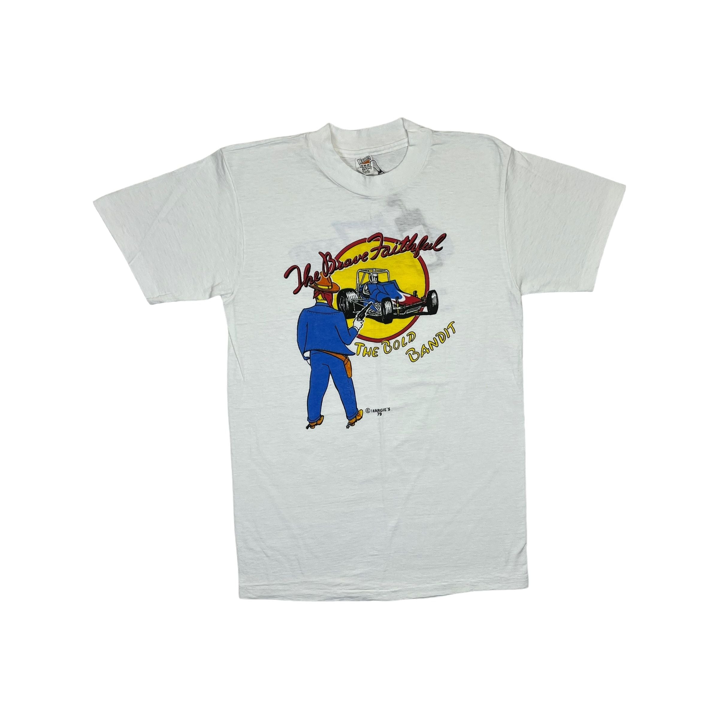 268864 (1979) Cowboy 'The Bold Bandit' Cartoon Stock Racing T-Shirt m