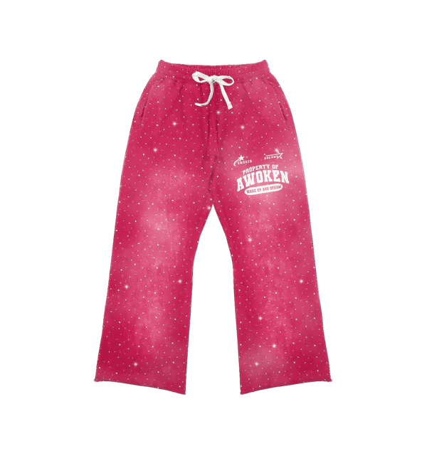 776019 Awoken Dreams Pink Rhinestone Sweatpants