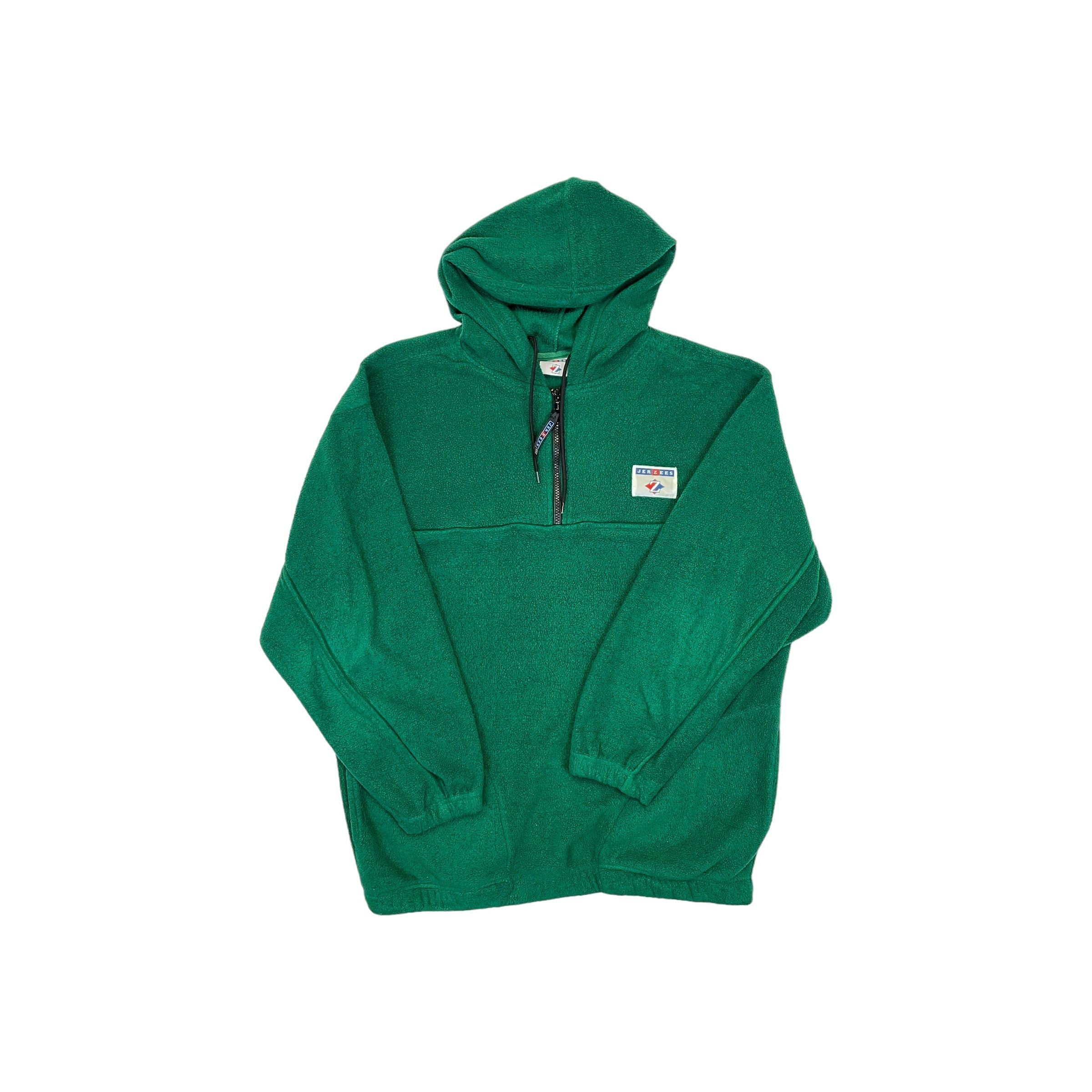 271318 (90s) Jerzees 1/4 Zip Green Fleece Hoodie