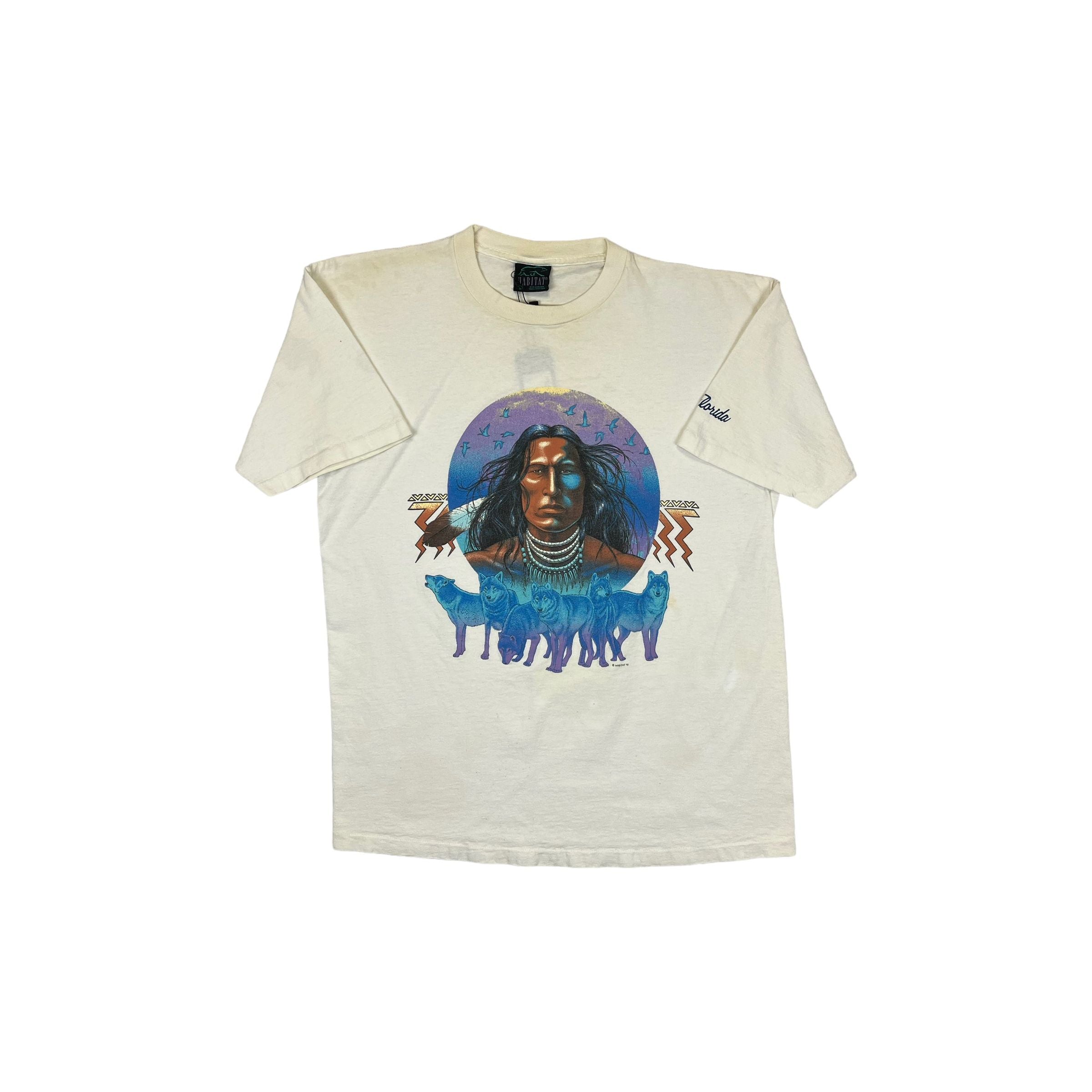 272625 (1991) Habitat Wolf Pack Native American Tribal T-Shirt
