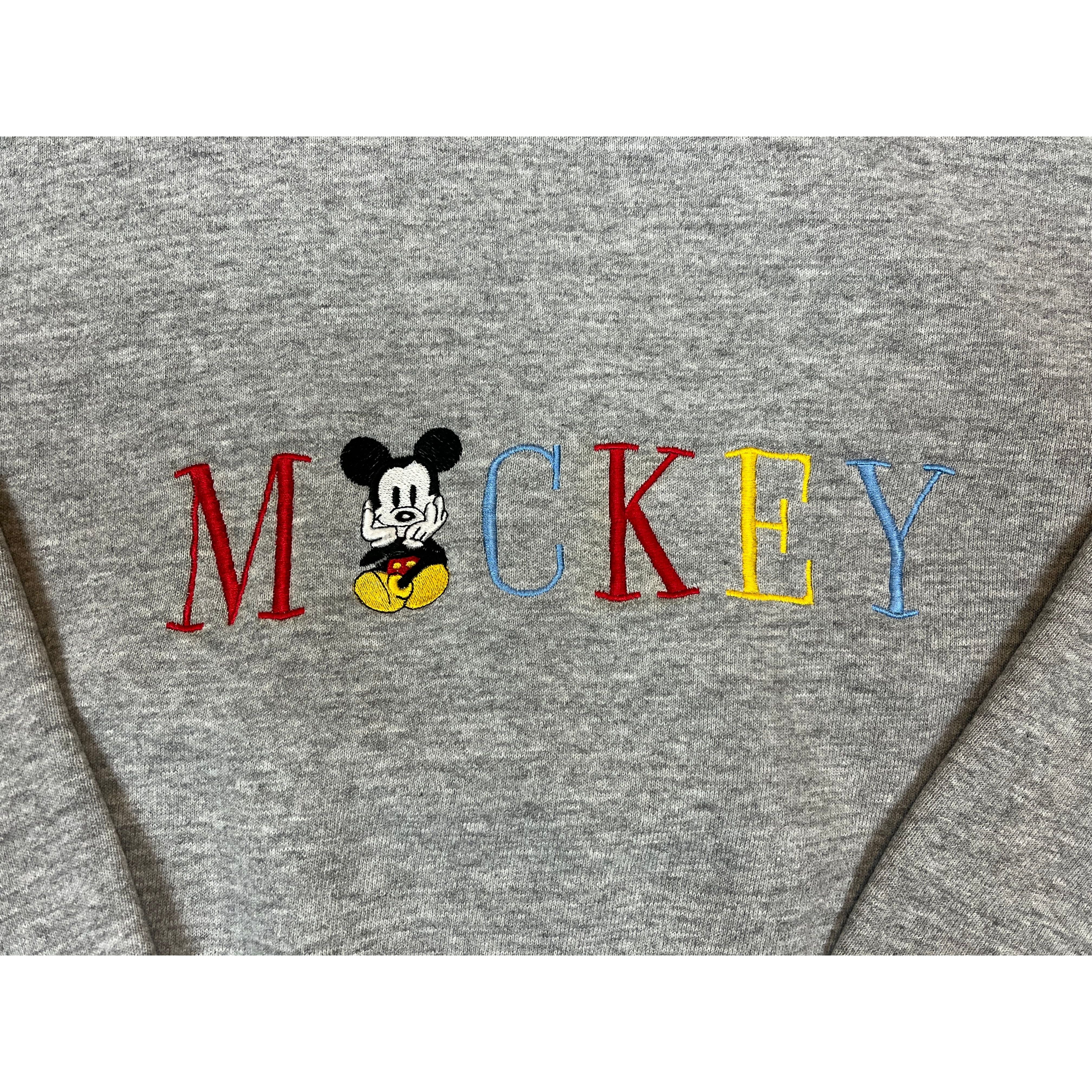 264726 (90s) Mickey Mouse Embroidered Spellout Crewneck