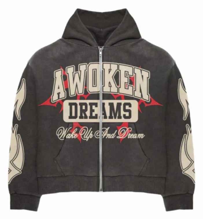 774505 Awoken Dreams Wake Up And Dream Zip Up Black