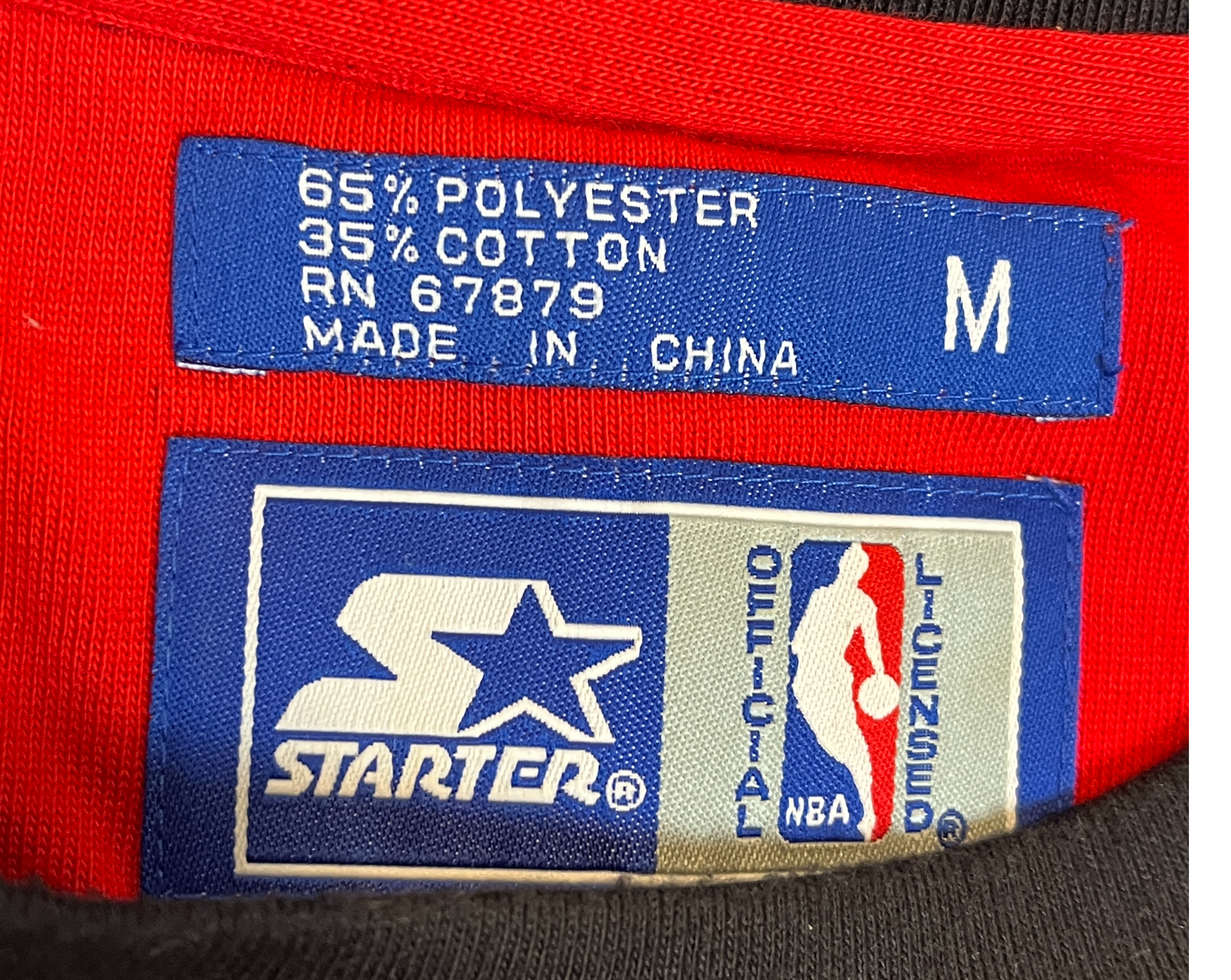 375164 (90s) Chicago Bulls Embroidered Striped Starter T-Shirt