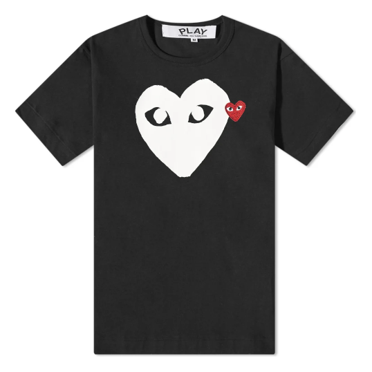 Comme des Garcons Play Double Heart Logo T-Shirt 'Black/White/Red'