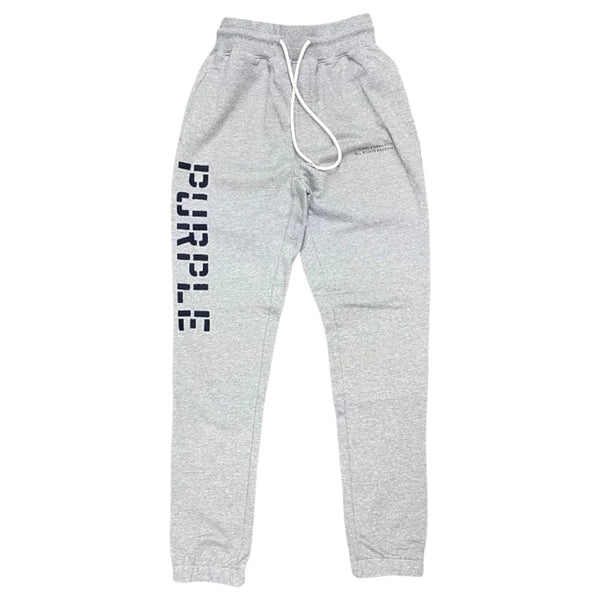 Purple Brand French Terry Heather Grey Embroidered Stencil Joggers