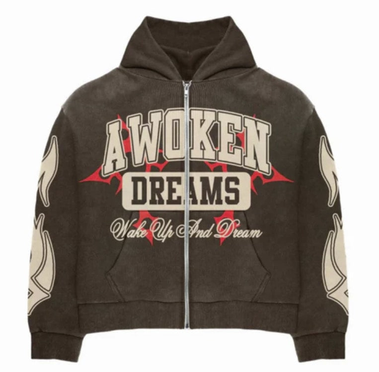 776224 Awoken Dreams Wake Up And Dream Zip Up Choco