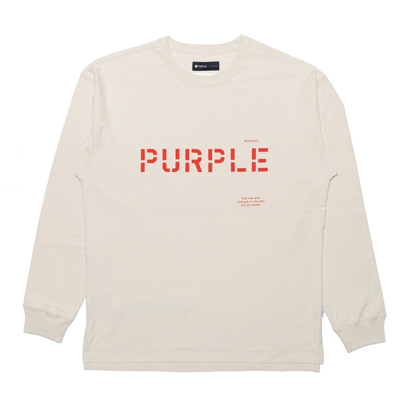 Purple Brand Jersey Cream Stencil Logo L/S