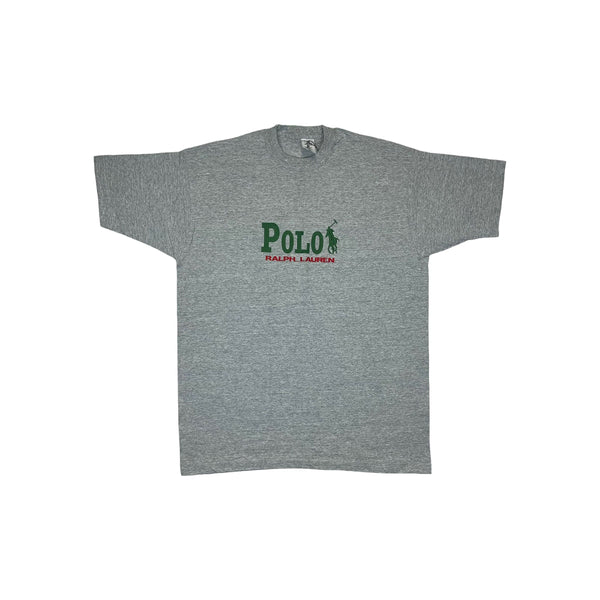 (90s) Polo Ralph Lauren Embroidered Bootleg Gray T-Shirt