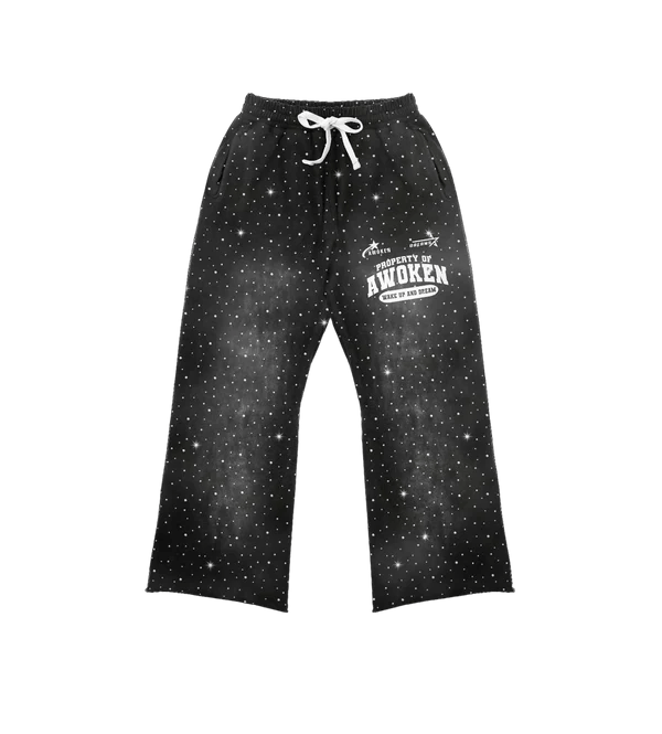 774346 Awoken Dreams Black Rhinestone Sweatpants