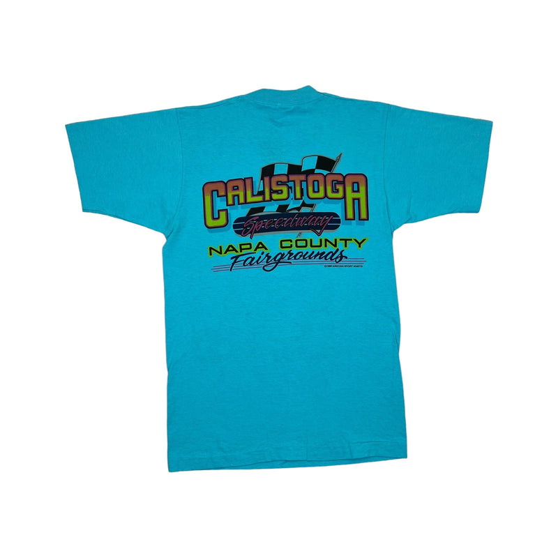 (1989) Outlaws of Calistoga Speedway Napa County Sea Blue T-Shirt