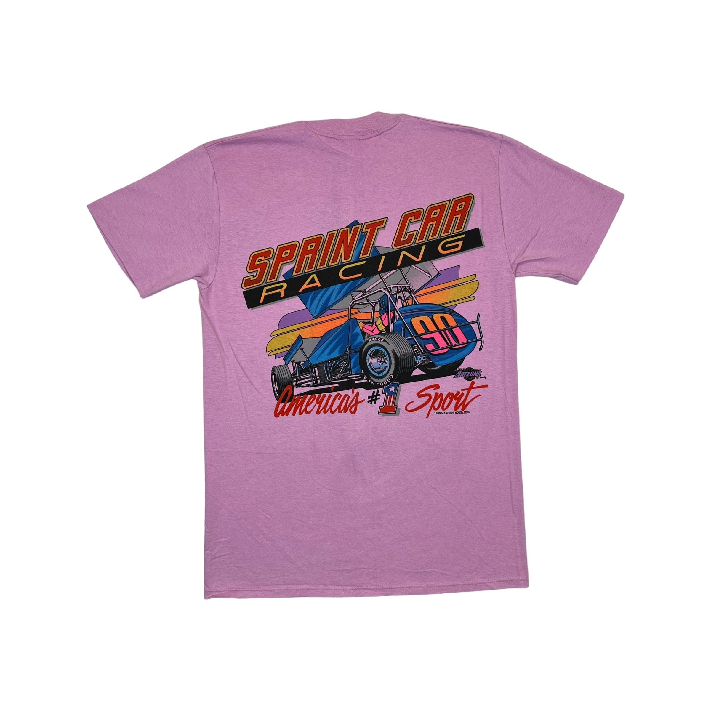 268957 (1990) Hard On It, Sprint Car Racing Double Sided Purple T-Shirt m