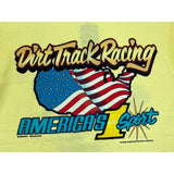 (1990) Shit Happens, Sprint Car Racing Double Sided Yellow T-Shirt m