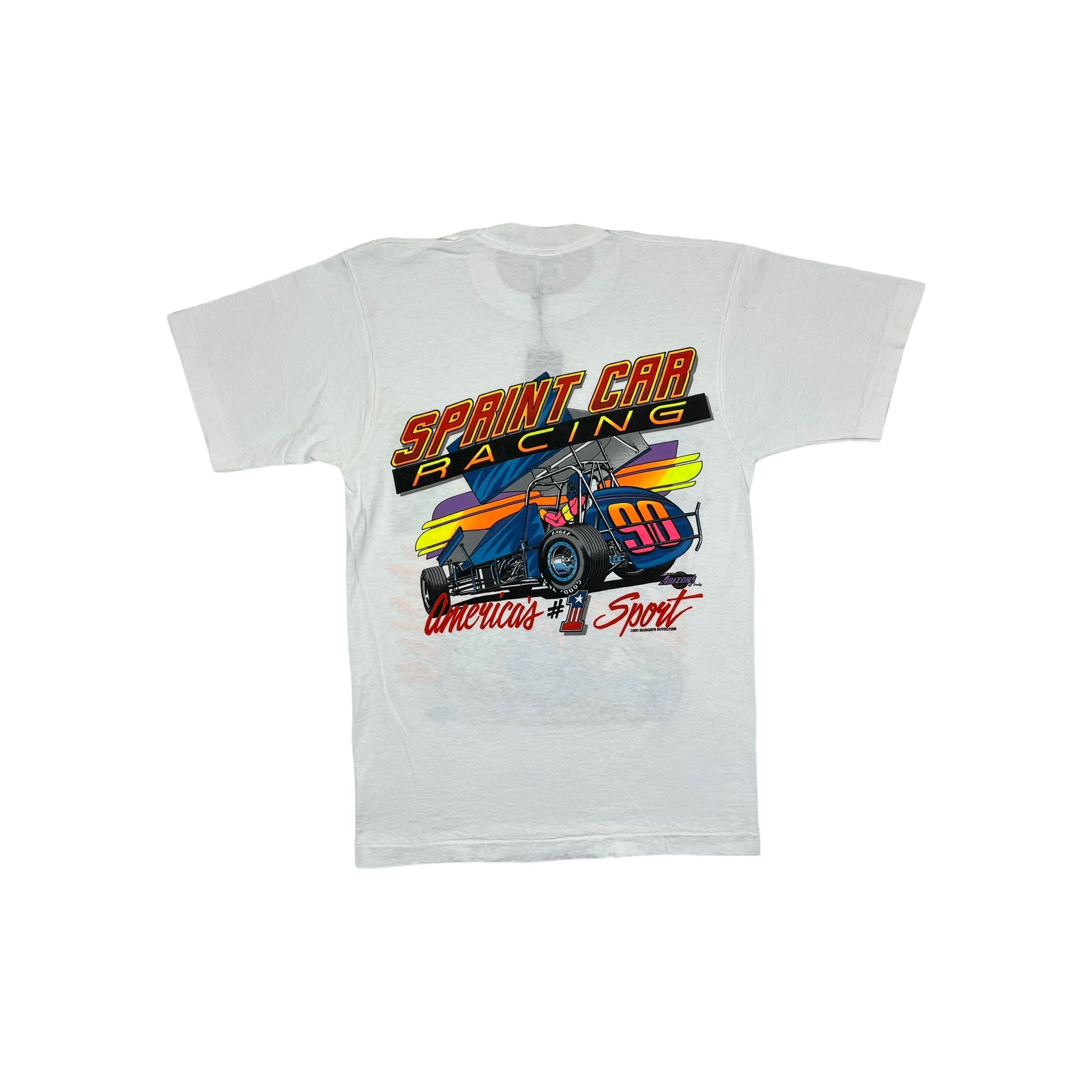 268980 (1990) Mud, Sweat, & Gears Sprint Car Dirt Racing White T-Shirt