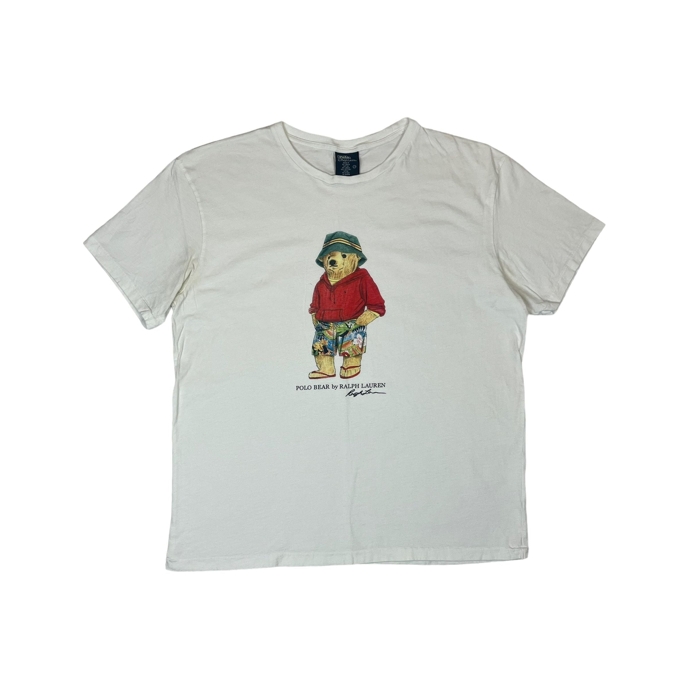 268218 (90s) Polo Bear Ralph Lauren Hoodie & Floral Shorts T-Shirt