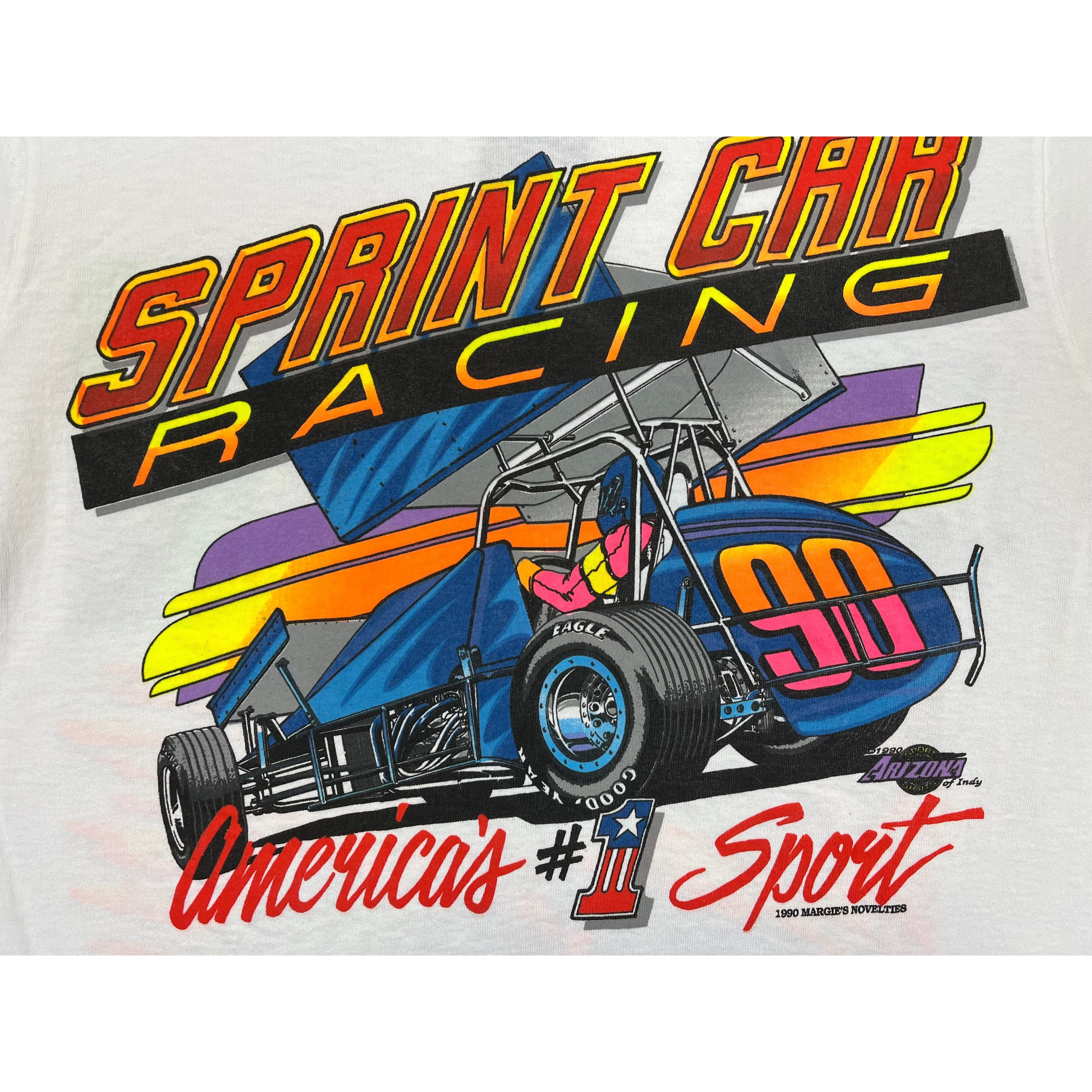 268979 (1990) Mud, Sweat, & Gears Sprint Car Dirt Racing White T-Shirt