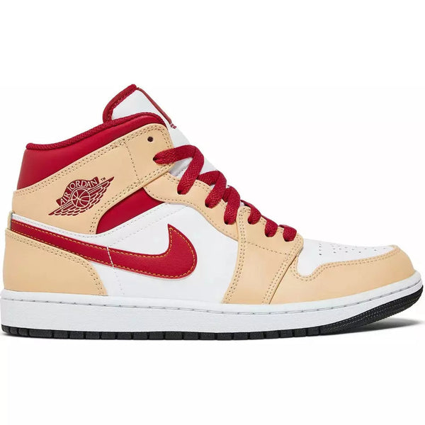 Air Jordan 1 Mid 'Light Curry Cardinal Red'