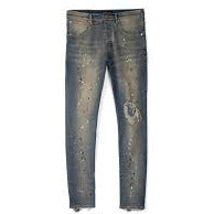 630758 Purple Brand Mid Rise Slim Jean Mid "Indigo Destroy Paint"