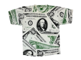 (90s) $100 Bill Benjamin Franklin All Over Print Money T-Shirt