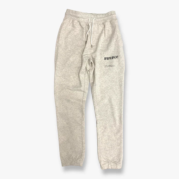 Purple Brand French Terry Sweatpant Gothic Wordmark Heather Grey