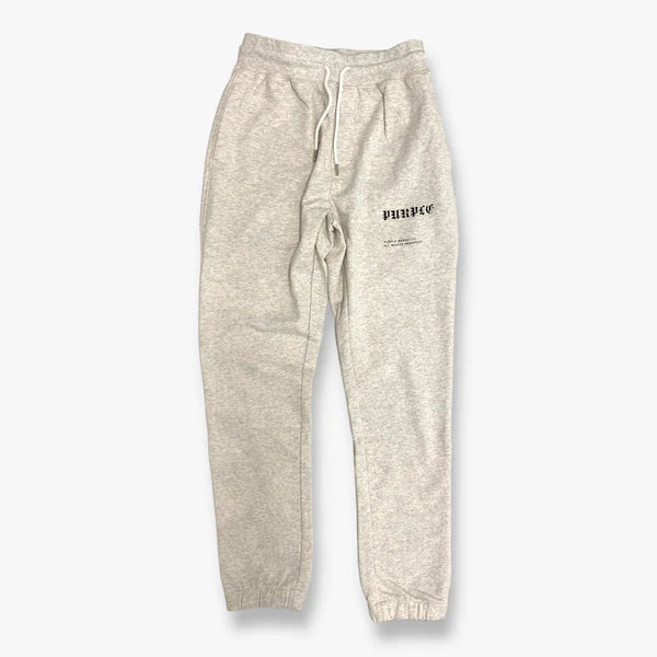 Purple Brand French Terry Sweatpant Gothic Wordmark Heather Grey