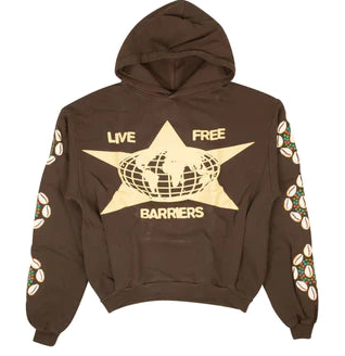 349871 BARRIERS Cotton Shell Graphic Hoodie 'Brown'