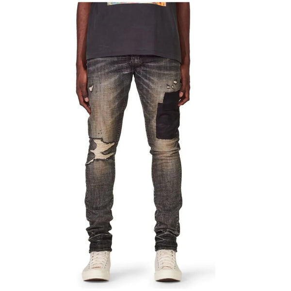 Purple Brand Grey Black Patched Jeans