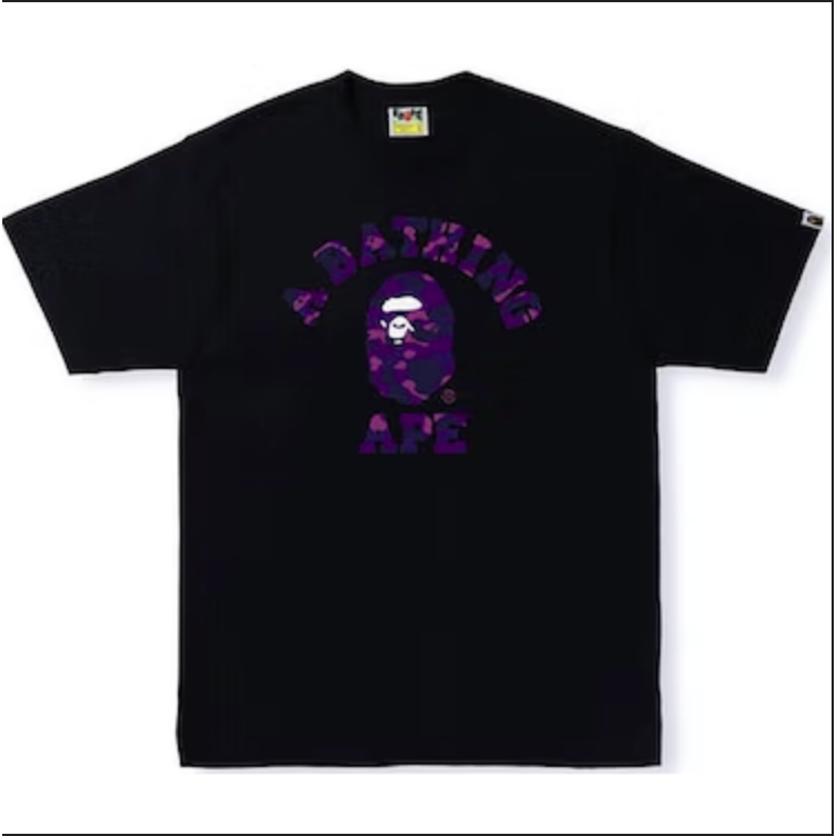 BAPE Color Camo College Tee 'Black/Purple'