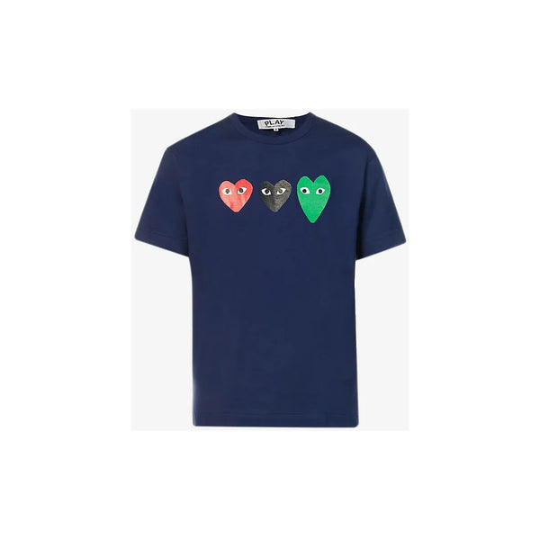 COMME DES GARCONS PLAY Navy Hearts Logo T-Shirt