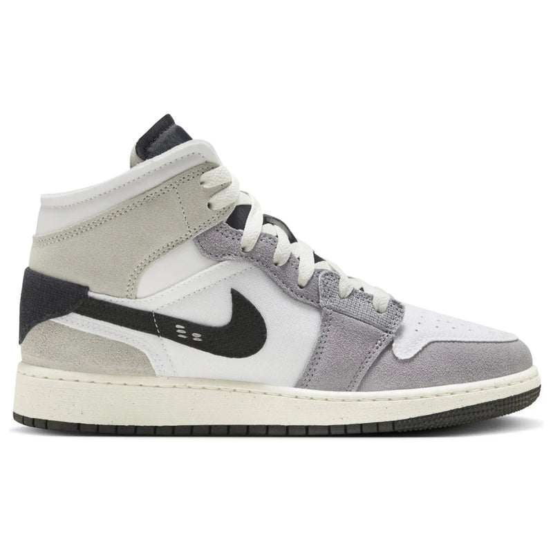 Jordan 1 Mid SE Craft White Cement Grey Black (GS)