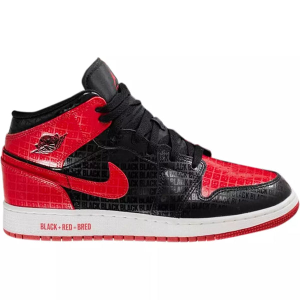 Air Jordan 1 Mid GS 'Black + Red = Bred'