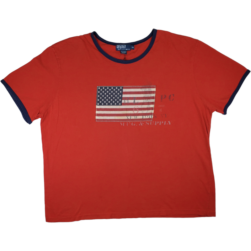 (90s) Polo Ralph Lauren USA Flag Ringer T-Shirt