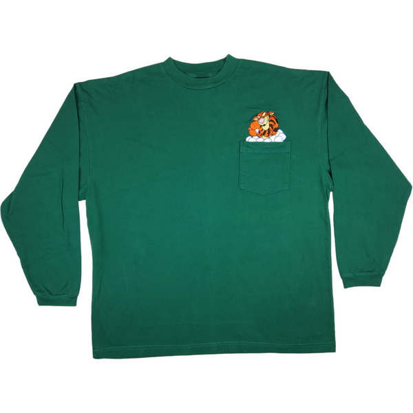 (90s) Tigger with Snowballs Disney Pocket Long Sleeve Shirt