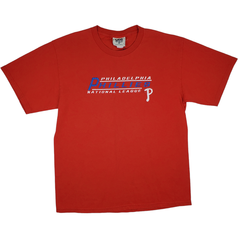 (90s) Philadelphia Phillies MLB Embroidered Logo Red T-Shirt