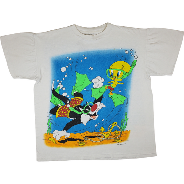 (1995) Looney Tunes Snorkeling Underwater Big Print T-Shirt