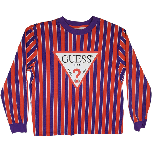 (00s) Guess Vertical Stripe Embroidered Long Sleeve