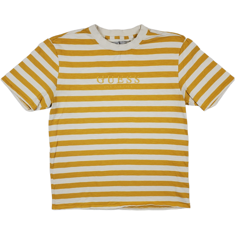 (00s) Guess Originals Embroidered Striped Yellow T-Shirt