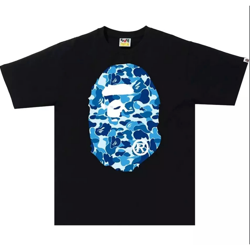 BAPE ABC Camo Big Ape Head Tee 'Black/Blue'