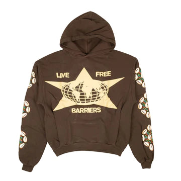 Brown Cotton Shell Graphic Hoodie BARRIERS