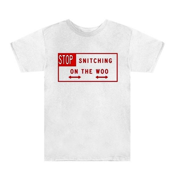 Pop Smoke x Vlone Stop Snitching T-shirt 'White/Red'