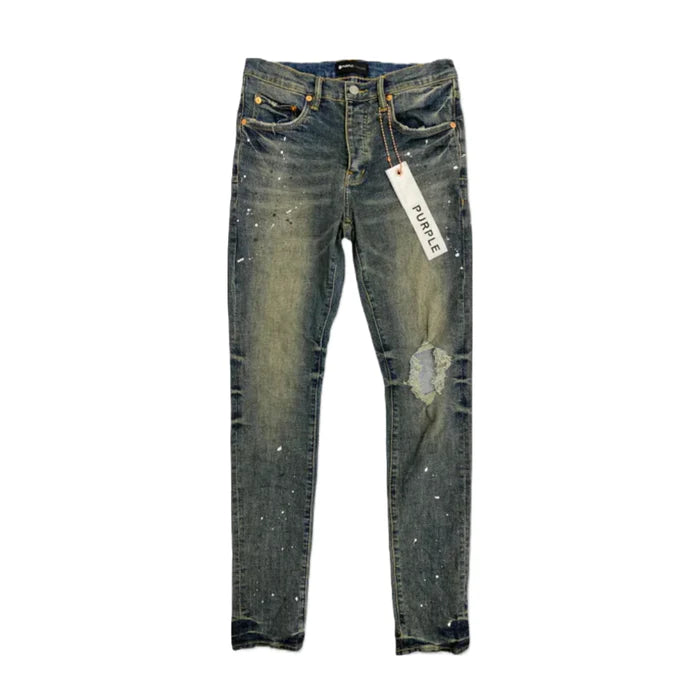 PURPLE BRAND MID INDIGO PAINT BLOWOUT JEAN