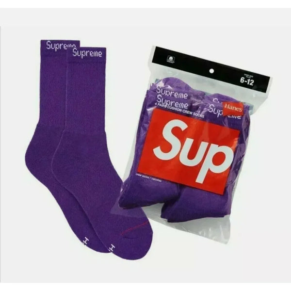 Supreme Hanes Crew Socks (4 Pack) Purple