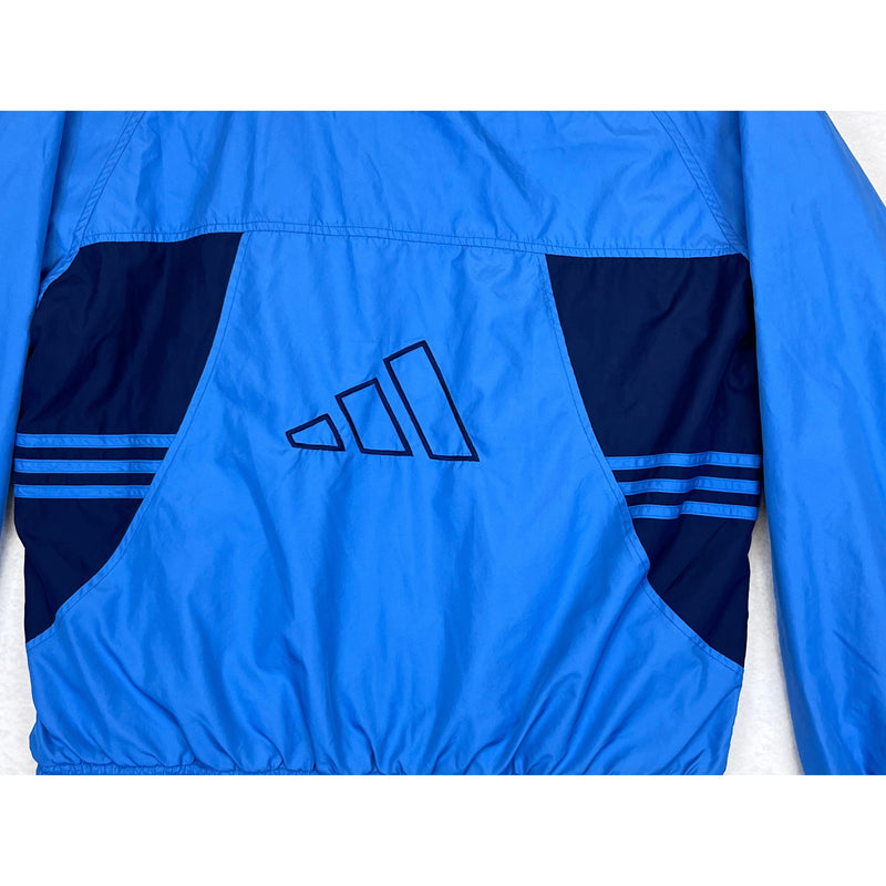 (00s) Adidas Blue Hooded Striped Windbreaker
