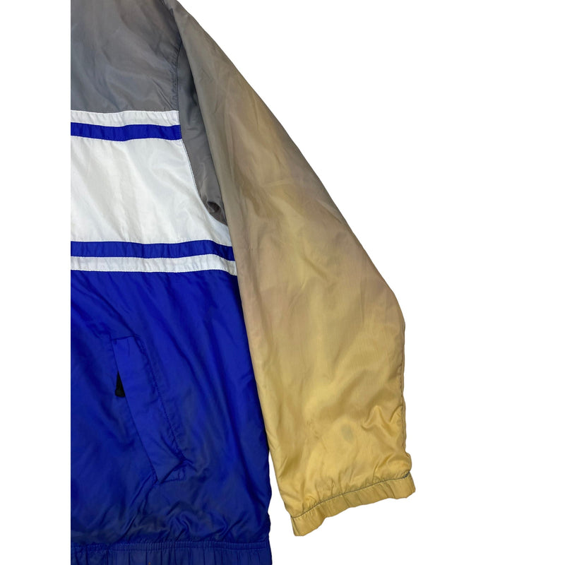 (90s) Nike Blue Gray Striped Lined Swoosh Windbreaker